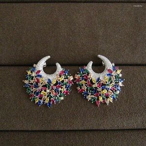 Boucles d'oreilles en peluche de mode cubique de la zircone combinaison de pétales mariage géométrique / fête / dîner bijoux pour les accessoires pour femmes E9016