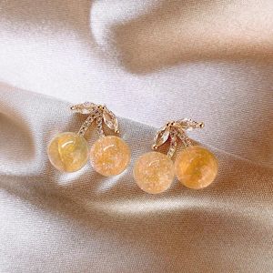 Boucles d'oreilles pendantes en cristal de cerise et Zircon pour femmes et filles mignonnes, pierre de fête d'halloween, bijoux cadeau