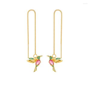 Boucles d'oreilles pendantes mode mignon créatif couleur oiseau pendentifs fils d'oreille beaux accessoires esthétiques rouges pour les filles Zircon Piercing