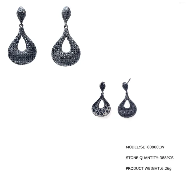 Boucles d'oreilles pendantes en diamant CZ, pendentif en forme de larme, collier, breloque en argent, ensemble de bijoux, cadeau de noël et d'anniversaire
