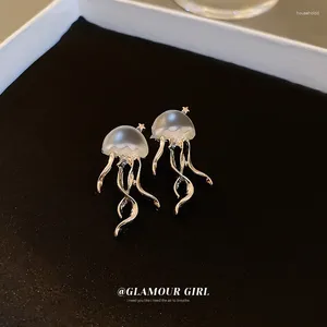 Boucles d'oreilles pendantes en forme de méduse flottante, Design à la mode, cristal mat, créativité coréenne, personnalité féminine, bijoux Acaleph, 2024