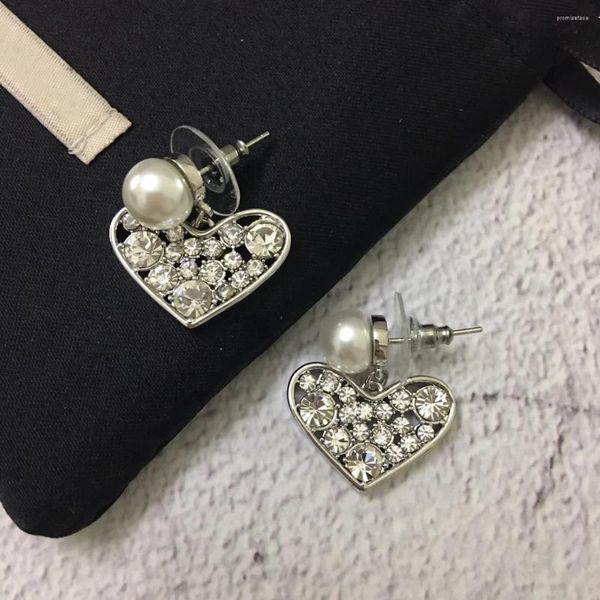Boucles d'oreilles pendantes en forme de cœur, Design à la mode, étoile, perle, cristal, bijoux de luxe pour femmes, beau cadeau, tendance pour filles