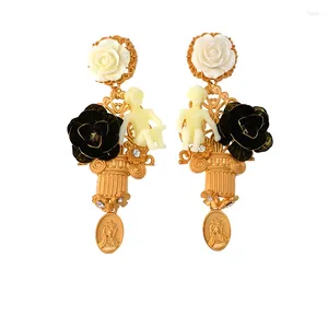 Boucles d'oreilles pendantes en alliage pour femmes, Design tendance, rétro, goutte de fleur, Rare, Baroque, Vintage, bijoux présents