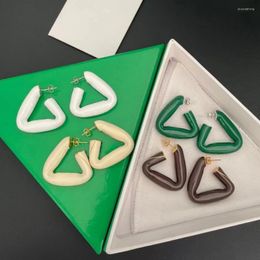 Boucles d'oreilles pendantes de styliste, qualité supérieure, Triangle coloré vert géométrique, bijoux de luxe pour femmes, accessoire tendance