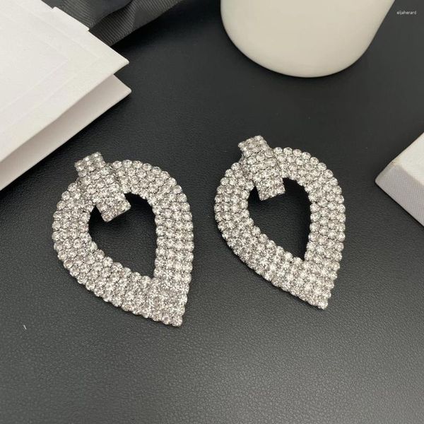 Pendientes colgantes de moda para mujer, famosa marca de diseñador Arge, Clip de oreja de cristal de diamante completo, tendencia de joyería fina de lujo