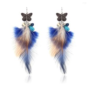 Dange oorbellen Fashion Feather Style Ethnic Boho Big Statement Earring Trendy Wing Long Drop Accessories