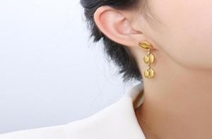 Boucles d'oreilles pendantes couleur or grain de café pour femmes, bijoux lisses, Vintage, mignon, accessoires d'oreille, cadeaux de mariage 4832586