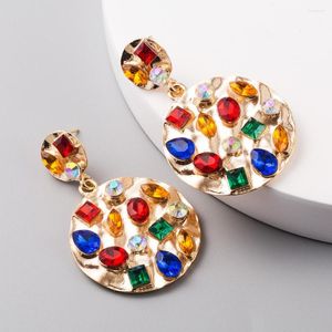Boucles d'oreilles pendantes en métal doré, Steampunk, goutte de cristal coloré, strass fins, accessoires de bijoux pour femmes