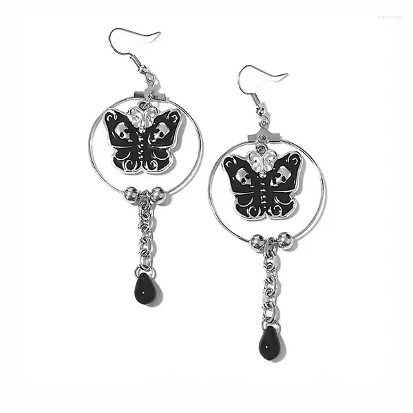 Boucles d'oreilles pendantes gothiques à la mode, pendentif papillon noir, bijoux