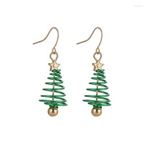 Dange oorbellen mode groene kerstboom voor vrouwen meisjes spiraalvormige kerstdecoratie legering alloon juwelen accessoires feestgeschenken