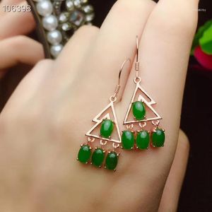 Dangle Boucles D'oreilles De Mode Vert Jade Dangling Boucle D'oreille Avec Crochet Pour Les Femmes Bijoux En Argent Or Rose Couleur Triangle Style Fille Fête Cadeau