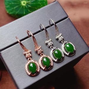 Dangle Boucles D'oreilles De Mode Vert Jade Dangling Boucle D'oreille Avec Crochet Pour Les Femmes Bijoux En Argent Naturel Bon Artisanat Chanceux Gem Cadeau D'anniversaire