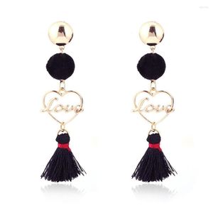 Boucles d'oreilles pendantes mode coeur amour boule de poils pour femme fille gland Pom asymétrie boucle d'oreille charme Festival fête bijoux