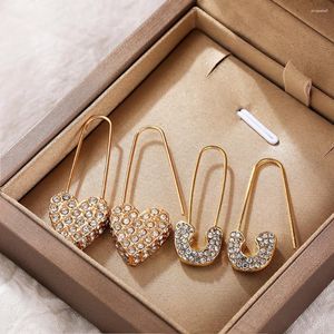 Boucles d'oreilles en peluche de sécurité cardiaque mode pour femmes micro pave zirconia cz paperpre gold couleur crochet de boucle d'oreille de pierre