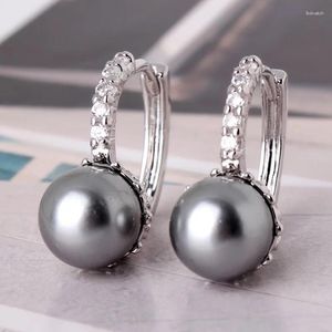 Boucles D'oreilles Pendantes Bijoux Fantaisie Femme Plaqué Argent Fiançailles Perle Cristal