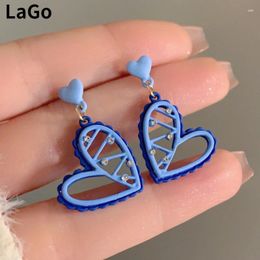 Boucles d'oreilles en peluche bijoux de mode 925 aiguille en argent couleur bleu coeur irrégulier pour femmes cadeaux féminins 2024 TREND DESIGNE