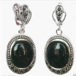 Boucles d'oreilles pendantes en argent Sterling 925, bijoux à la mode, pierre de sable vert naturel, marcassite