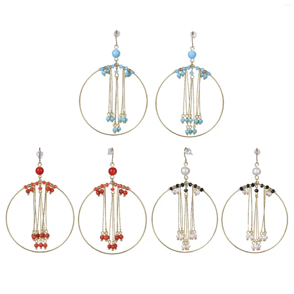 Boucles d'oreilles pendantes Bijoux de mode Charme Cadeau pour femme Haute qualité Plaqué or 18 carats Pierre de corail tissée à la main Perle d'eau douce Long Gland