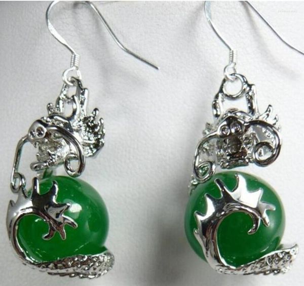 Pendientes colgantes Joyería de moda Fantasía 12 mm Dragón de jade púrpura 18 K