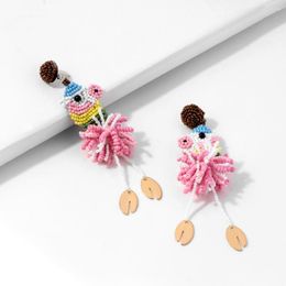 Dangle Boucles D'oreilles Bijoux De Mode À La Main Perles De Riz Enroulé Jolie Fille Dessin Animé Animal Piggy Femmes Fine Gland Étudiant Sœurs Accessoires