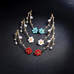 Boucles d'oreilles pendantes bijoux de mode Vintage émail résine fleur goutte pour les femmes robe de mariée charme longs accessoires