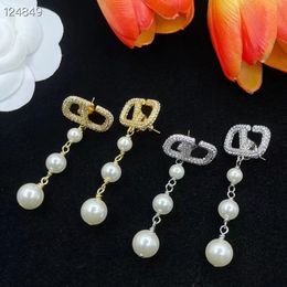 Pendientes colgantes largos a la moda para mujer, aretes colgantes con borlas de perlas de cristal simples, accesorios de joyería Brincos Vintage 2023