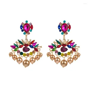 Dangle Oorbellen Mode Luxe Kwastje Kristal Vrouwen Elegante Geometrie Champagne Drop Earring Bruiloft Sieraden Gift Groothandel