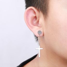 Boucles d'oreilles pendantes Fashion Men's Ear Clips Cool Black Cross Handsome Premium Stud No Piercing