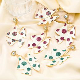 Pendientes colgantes de moda de Metal con mariposa y diamantes de imitación geométricos para mujer, accesorios de joyería para banquete exagerados