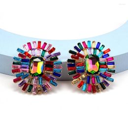 Boucles d'oreilles pendantes en cristal multicolore, breloque en strass, bijoux bohème de mariage, vente en gros