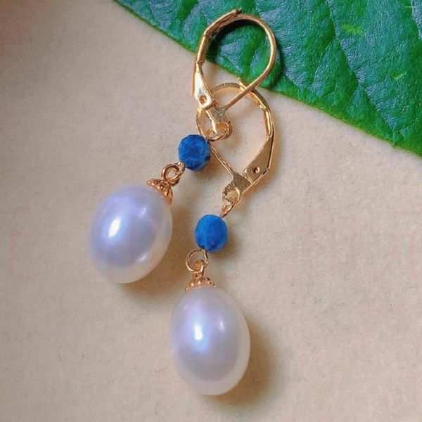 Boucles d'oreilles pendantes à la mode, perles de coquille d'œuf blanches naturelles, perles de Lapis Lazuli, or, argent, pierres précieuses de fête, Art formel, bureau, goutte unisexe
