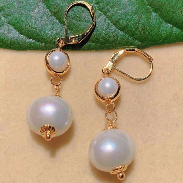 Boucles d'oreilles pendantes mode naturel blanc plat rond perle grand petit or saint valentin fête chanceux accessoires de mariage bricolage carnaval