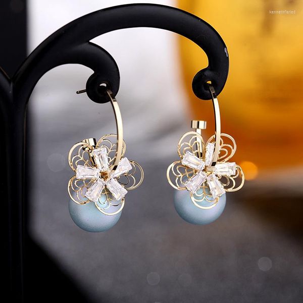 Boucles d'oreilles pendantes en forme de fleur d'opale pour fille, boucles d'oreilles en perles, cadeaux de noël romantiques, simples et douces, pour mariage