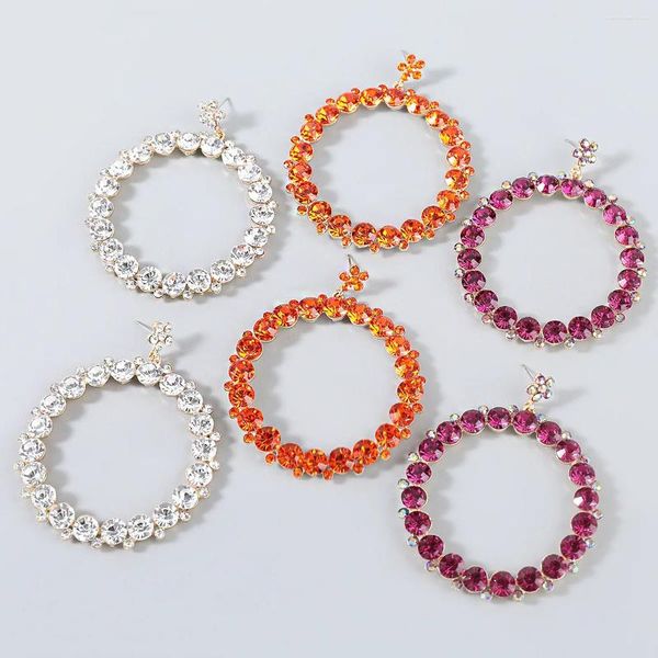 Boucles d'oreilles pendantes en cristal Orange, goutte ronde de luxe, grande fleur géométrique pour femmes, bijoux de mariage, cadeau, vente en gros