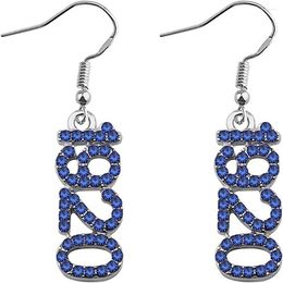 Boucles d'oreilles pendantes mode fête porter Bling bleu strass fondé années 1920 Zeta Phi Beta sororité boucle d'oreille bijoux