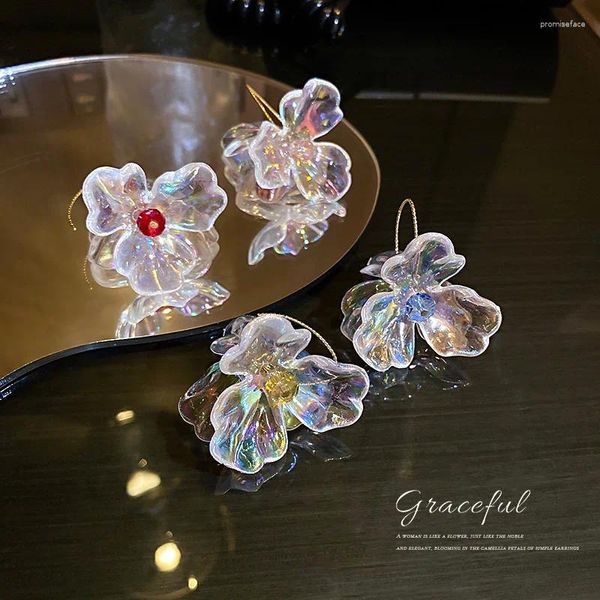 Boucles d'oreilles pendantes personnalité de la mode cristal fleur boucle d'oreille ligne Net rouge tempérament Design sens femme