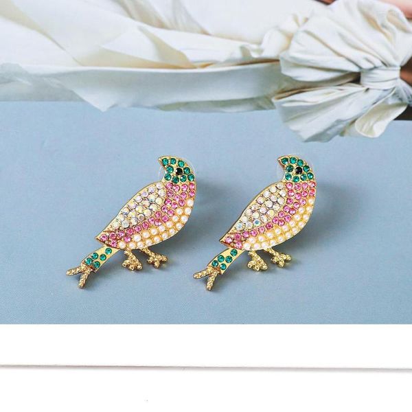 Boucles d'oreilles pendantes mode rose oiseau cristal haute qualité bijoux de luxe été déclaration fête pendentif pour les femmes 2023 tendance