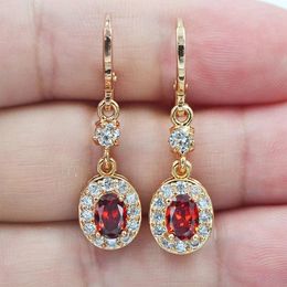 Boucles d'oreilles pendantes ovales raffinées en Zircon, bijoux de fête d'anniversaire pour femmes et filles, accessoires de boule de Banquet, cadeau d'anniversaire