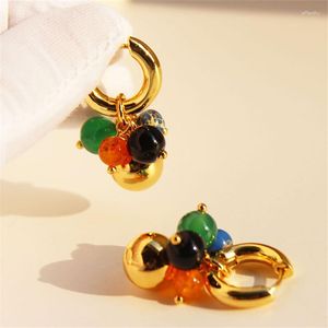 Boucles d'oreilles pendantes en pierre pour femme, pendentif orbe en métal, boucle d'oreille, bijoux, accessoires, cadeau, à la mode, 2023