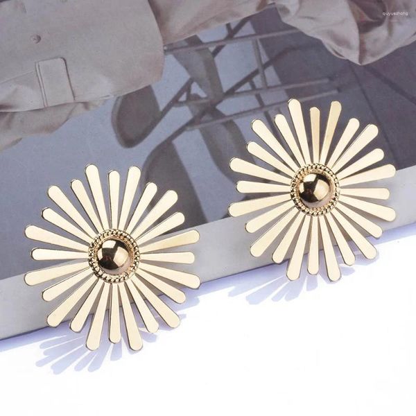 Boucles d'oreilles pendantes pour femmes, couleur or argent brillant, fleur de soleil, bijoux tendance Punk en forme de parapluie, goutte en métal pour femmes