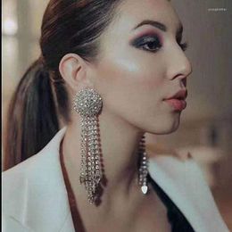 Pendientes colgantes de moda para mujer, joyería con borlas de cristal brillante, colgante, vestido de noche, aretes llamativos, accesorios