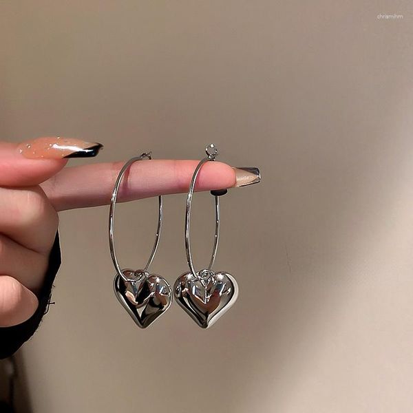 Pendientes colgantes moda Simple 925 aguja de plata corazón para mujeres regalos de vacaciones Vintage lujo oreja anillos gótico joyería Accesorios