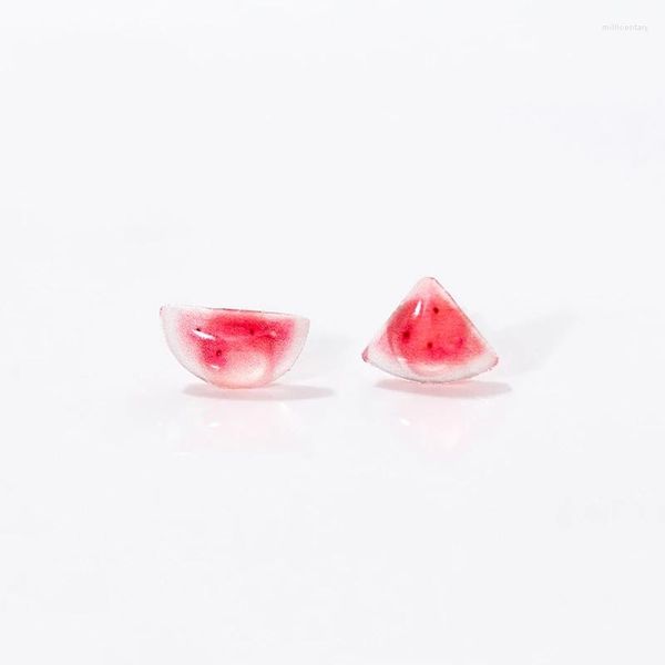 Pendientes colgantes de moda con forma de corazón pequeño para mujer, aretes asimétricos de sandía, dulce verano, regalo de fiesta de boda, joyería fina