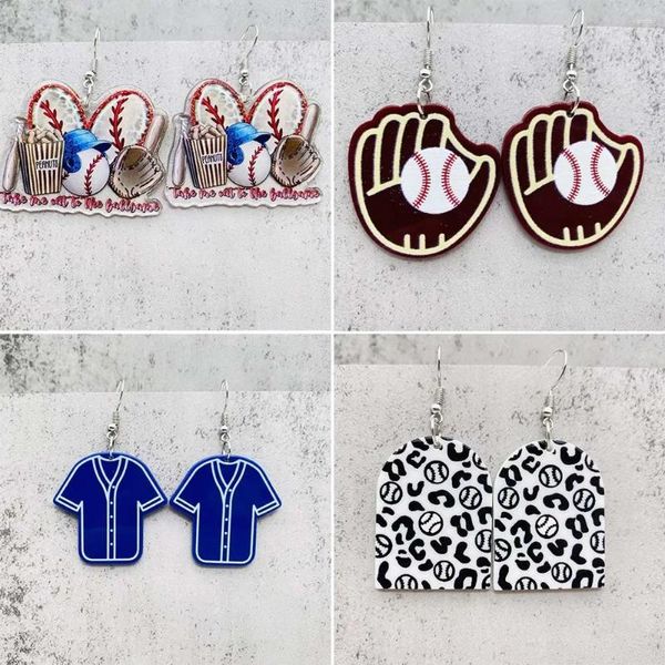 Pendientes colgantes de la moda deportes acrílico creativo encanto amor guantes de béisbol ropa para mujeres joyas de juego de pelota