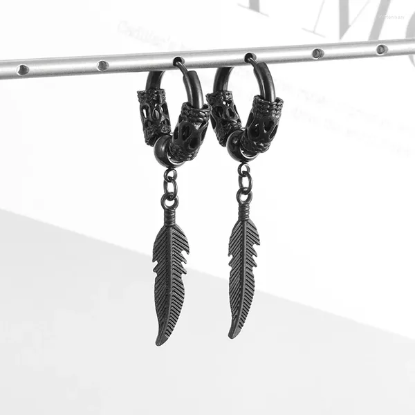 Boucles d'oreilles en peluche de mode de feuille en acier inoxydable pour hommes femmes femmes à la mode