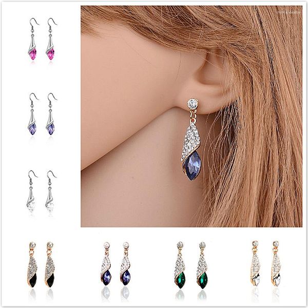 Boucles d'oreilles pendantes Style de mode goutte brillant élégant couleur de l'eau Zircon bijoux cadeaux pour femmes boucle d'oreille bijoux modernes