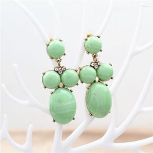 Dangle Oorbellen Mode Zoete Groene Grote Steen Drop Voor Vrouwen Charmant Stralende Kristallen Sieraden Party Gift