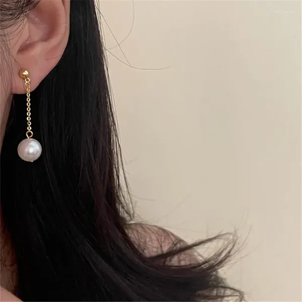 Boucles d'oreilles pendantes à la mode pour femmes, longue chaîne ronde en perles, bijoux de fête, cadeau Eh2274