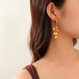 Pendientes colgantes con borlas y lentejuelas para mujer, aretes de aleación, cadena de lentejuelas, joyería de Color dorado