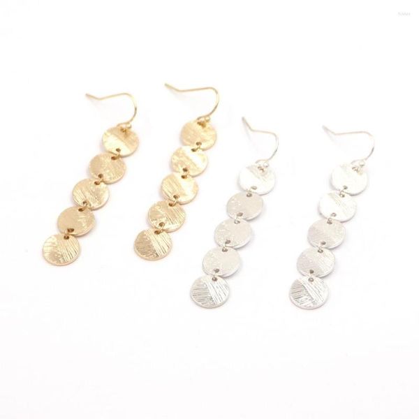 Boucles d'oreilles pendantes Fashion Texture Lines Row Long Round Disc Drop